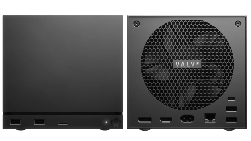 The front and back of the Steam Machine