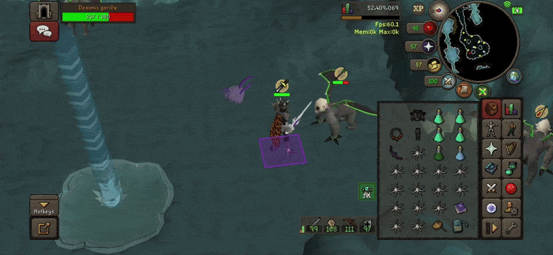 A play in old school runescape fighting a monster