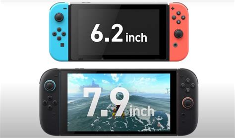 An illustration showing the difference between the original Nintendo Switch and the Nintendo Switch 2 screen size